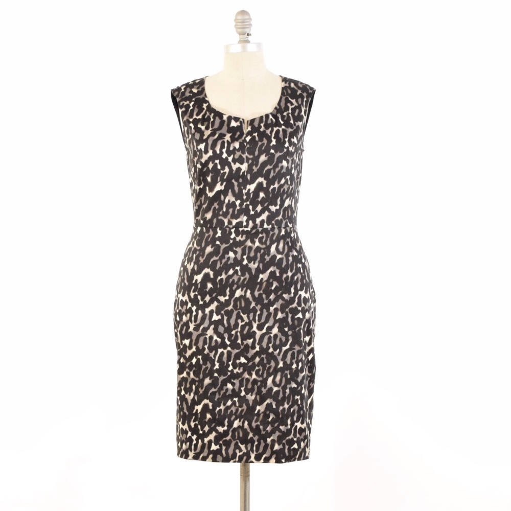 LaVia 18 Gray Leopard Print Stretch Sateen Dress